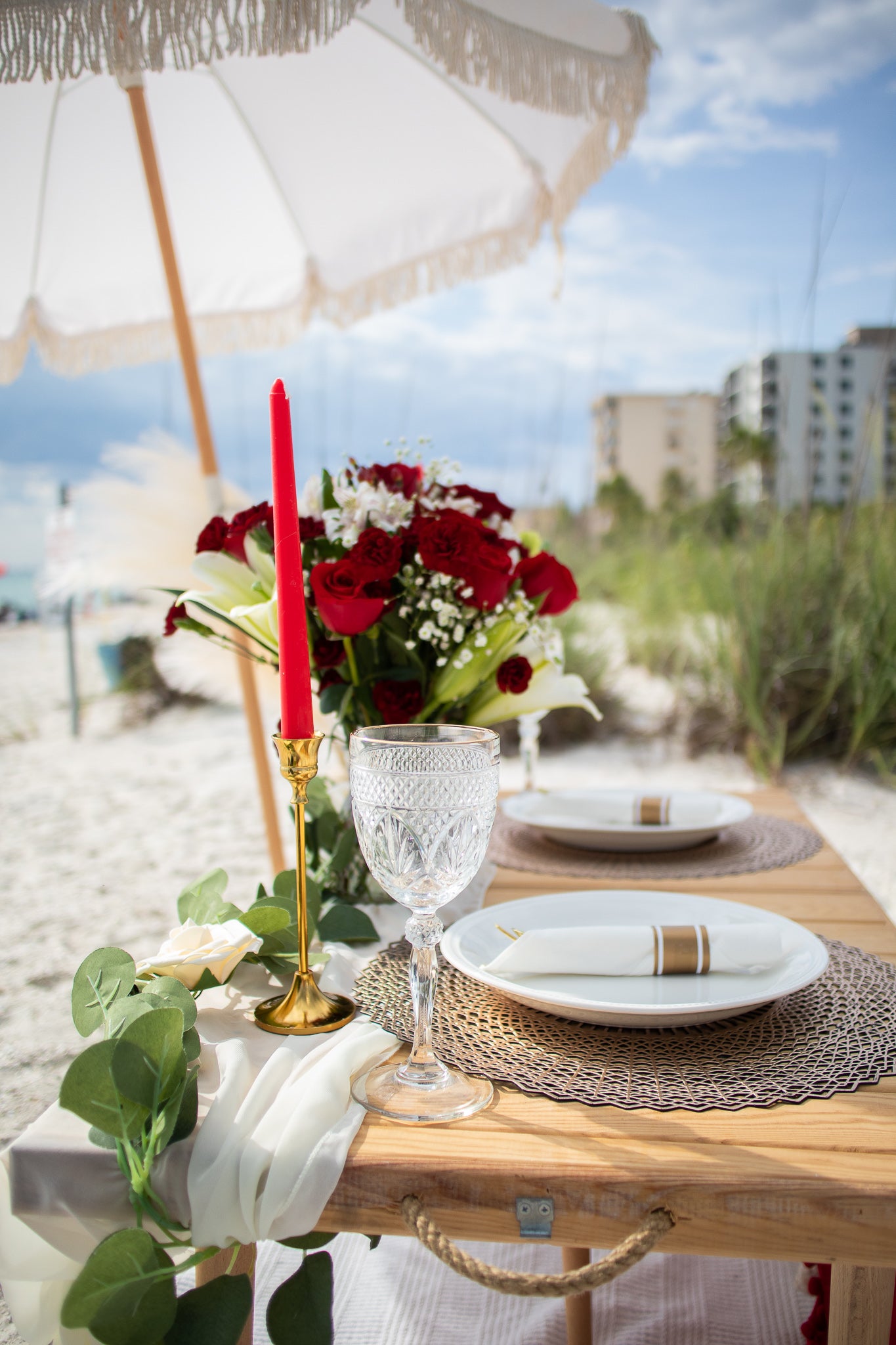 couple's only picnic setup on bonita beach